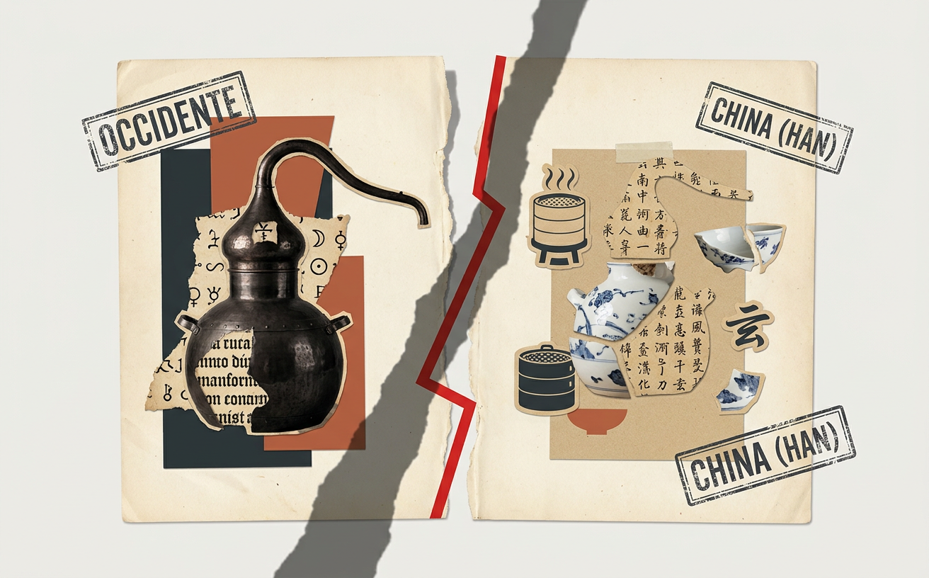 Composición editorial inspirada en Destilación en la antigua China: primeras técnicas