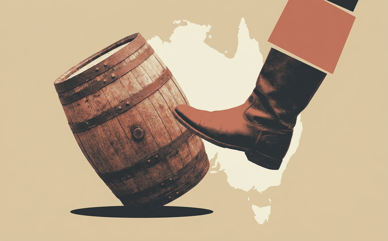 Composición editorial inspirada en El único golpe de Estado en Australia... ¿por culpa del ron?