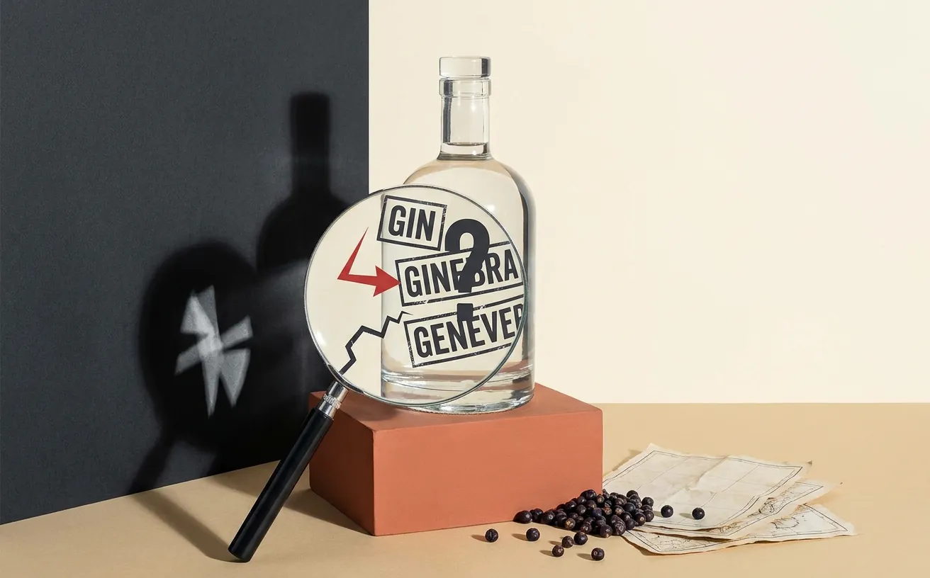 Composición editorial inspirada en Gin, ginebra y genever: qué nombres se refieren a lo mismo
