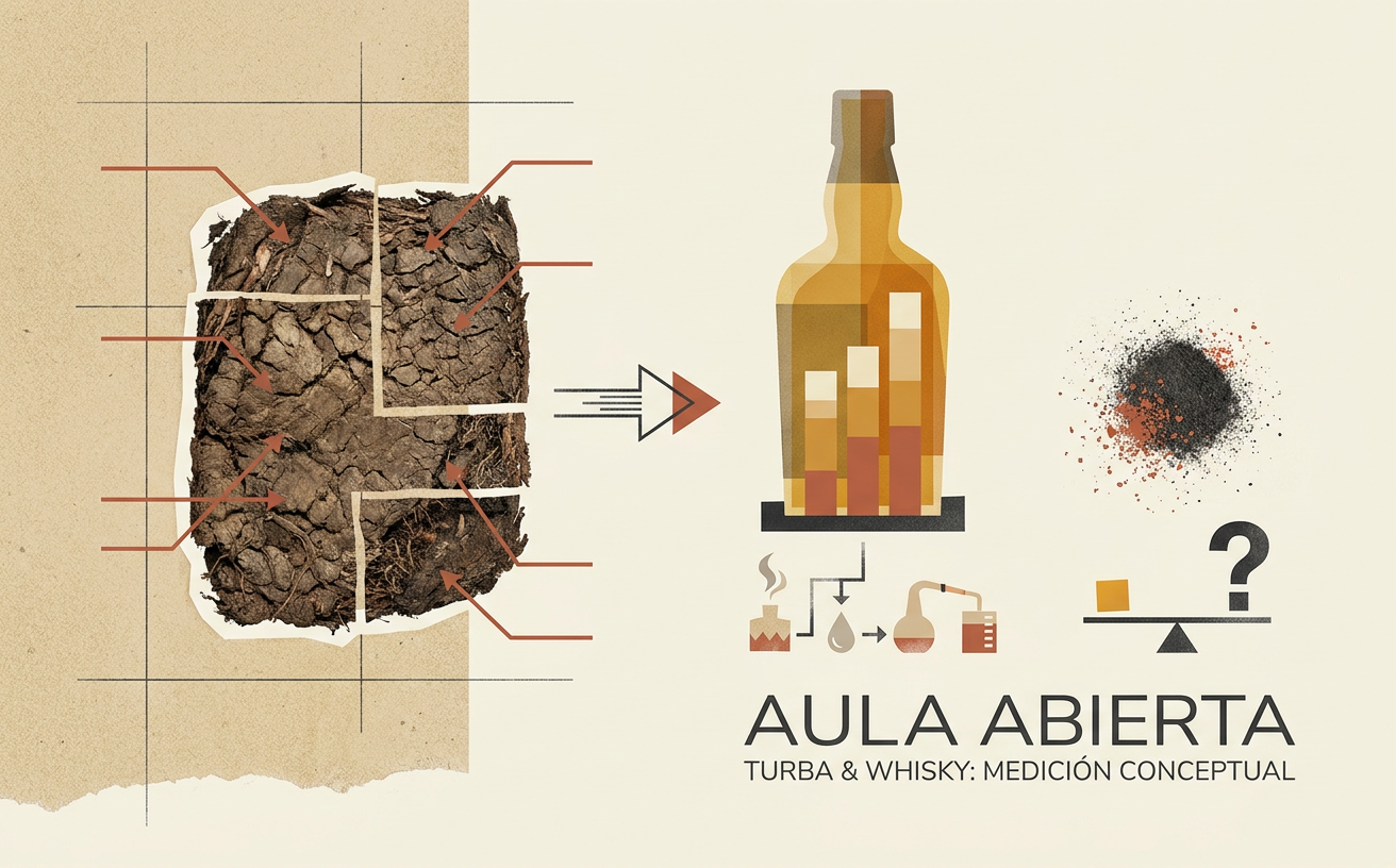 Composición editorial inspirada en ¿Qué cantidad de turba se necesita para una botella de whisky?