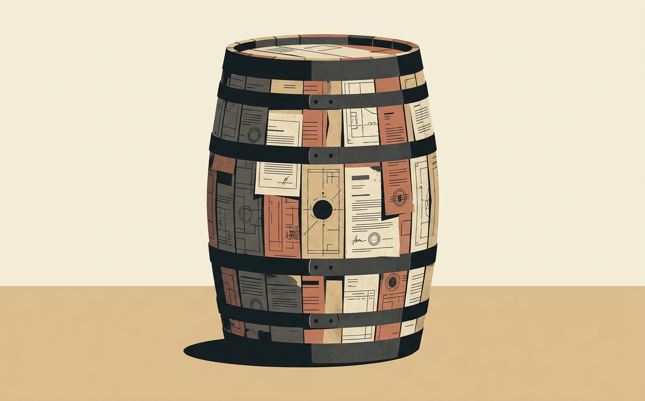 Bourbon whiskey en barrica nueva de roble carbonizada