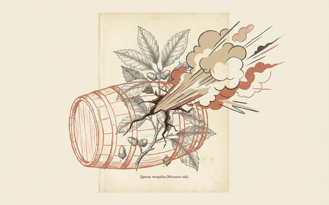 Composición editorial inspirada en Roble Mizunara: por qué importa en el whisky japonés