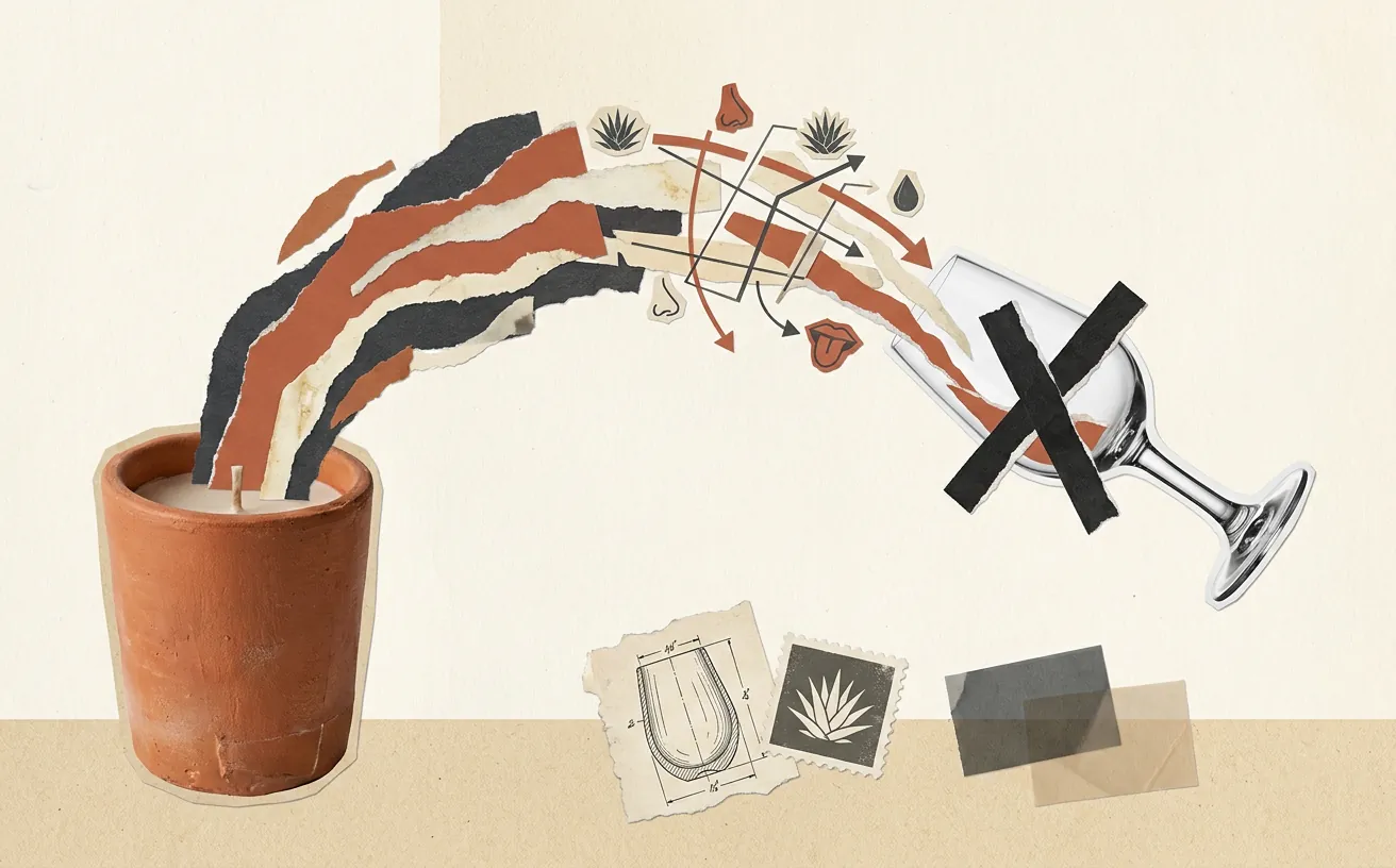 Composición editorial inspirada en Vaso veladora para mezcal: origen, uso y cómo cambia la cata